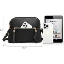 Dasein Bolso bandolera con cremallera para mujer, bolso de hombro a la moda con múltiples bolsillos - 1-negro - Ver 5