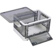 Caja de Almacenamiento Aramox, Contenedor Transparente de Gran Capacidad con Puertas Laterales y Ruedas, para Almacenamiento de Ropa, Mantas y Equipaje en Hogar u Oficina (3 puertas 55L) - Tiene - Ver 3