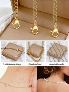 1~10Pcs Stainless Steel Extender,High Quality Workmanship - Hypoallergenic, Extender For Necklaces, Bracelets And All Kinds Of DIY Jewelry Making - Double-ended Extension Chain - View 3