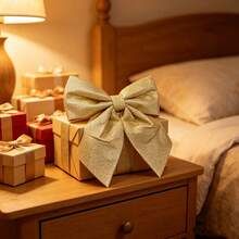 Laço De Enfeite Grande 35CM X32CM/30x26.5cm De Árvore De Natal Para Decoração De Festa De Natal - Dourado - Visão 3