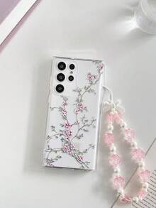Floral Painted Perforated Transparent Painted Phone Case With Attached Bracelet, Minimalist Fashion Creative Anti-Drop, Compatible With Ip 17/Ip 17pro/Ip 17promax/ IP16/11/16pro/16plus/16promax/16e/15Promax/13/14/12/XS/XR/7G/8P, Compatible With Samsung Galaxy S25/S25PLUS/S25 Ultra/A16/A36/A26/A56/A50/A12/A32/A52/A72/A51/A21S/A13/A14/S24/S24PLUS/S24Ultra/S20/S23/S22/A53/S20FE/S21/Anti-Drop Phone - Multicolor - View 3