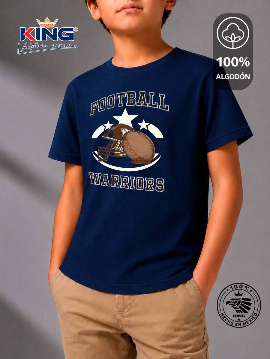 Shendy Vendy Kids T-Shirt For Boys, 100% Cotton, Short Sleeves, Round Neck, Soft And Comfortable. Stylish And Modern Motorsports Design. - 藏蓝色 - 查看 1