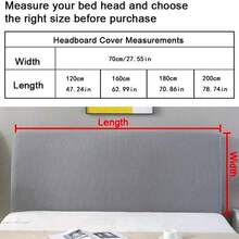 1pc Stretchable Milk Silk Headboard Cover, All Inclusive, Simple Geometric Pattern Design, Soft Polyester Fiber Fabric, Modern Style Bedroom Furniture Protective Cover Suitable For Single And Double Beds - Grey - View 2