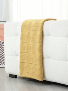 Manta de punto acogedora con detalle de volantes para todas las estaciones, multiusos y cómoda para camping, sofá, tomar el sol y siestas, manta de punto con ribete de volantes, manta de camping - rombo oblicuo amarillo - Ver 2