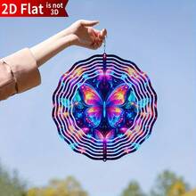 1pc Blue Butterfly Wind Spinner Pendant, 2D Flat Metal Wind Spinner, Suitable For Yard And Garden, 10 Inch Blue Powered Outdoor Wind Spinner Decoration, Large Spinfinity Wind Sculpture Decor, Colorful Wind Spinner Yard Art (Pendant Not Included), Random Style - A - View 10