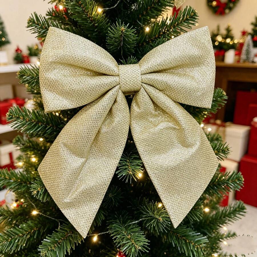 Laço De Enfeite Grande 35CM X32CM/30x26.5cm De Árvore De Natal Para Decoração De Festa De Natal - Dourado - Visão 1