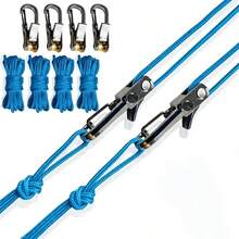 Rope Tightening Tool & Tensioner: Retractable Rope With Alloy Buckle For Outdoor Enthusiasts - Perfect For Camping Tent Building, Tarp Tie Downs, Hammock Installation & Outdoor Gear Securing (3) - 2 Ropes 2 Hooks - View 2