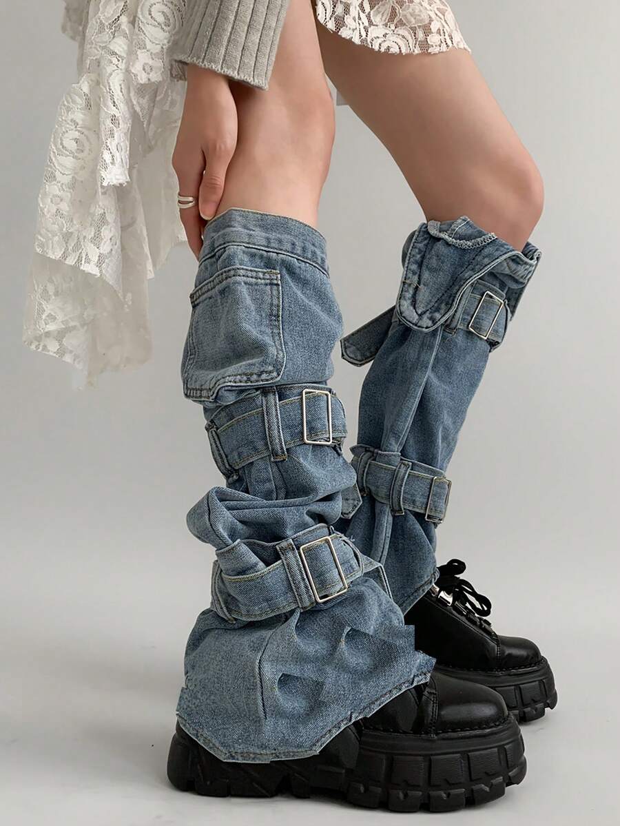 polve Fashionable Leg Warmers, Fits Calf Circumference Up To 38 Cm - Blue - View 1