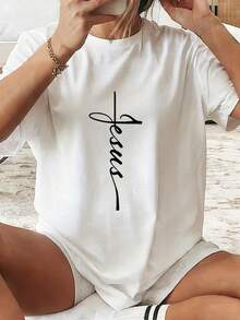 Valentine's Day T-Shirt, A Women's American Retro Style Short-Sleeved T-Shirt With A Loose Fit, Featuring Heart Prints, Heart Shapes And New York Lettering, M - 白色 1 - 查看 1