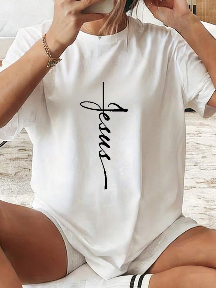 Valentine's Day T-Shirt, A Women's American Retro Style Short-Sleeved T-Shirt With A Loose Fit, Featuring Heart Prints, Heart Shapes And New York Lettering, M - 白色 1 - 查看 1