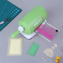 1 Set Blue Embossing Machine, Combined With Different Flower Shape Templates To Cut Various Beautiful Patterns On Cardstock / Blue Die-Cutting Machine / Purple Hand-Crank Embossing Machine With Embossing Plate / Hand-Crank Roller Paper Craft Machine, Cutting Template DIY Handmade Creative Educational Toy Embosser, Pink Die-Cutting Machine & 1pc Die-Cutting Machine With 2pcs Padding Boards, Craft Embossing Machine - Blue - View 9