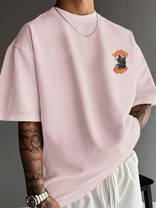 Men's  Casual T-Shirt With A Round Neck, Stylish Slogan Design, Easy To Match Top. Men's Short-Sleeved Shirt, Casual Sporty Style, With A Modern Design. - 混合色3 - 查看 2