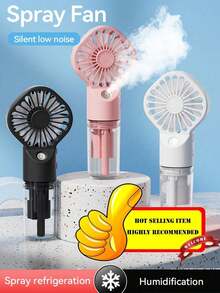 便攜式噴霧風扇 手持迷你充電式 4段可調風速與噴霧功能 適合旅行、露營、戶外、居家、辦公室、化妝、通勤 - 彩色 - 查看 1