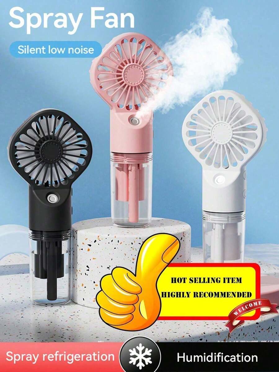 便攜式噴霧風扇 手持迷你充電式 4段可調風速與噴霧功能 適合旅行、露營、戶外、居家、辦公室、化妝、通勤 - 彩色 - 查看 1