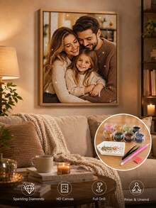 Custom 5D Diamond Painting Kit, Upload Your Own Photo, Personalized DIY Diamond Art For Back To School Season, Full Drill High Definition Canvas, Multiple Sizes Available, Includes Resin Diamonds And Tools, Suitable For Students, Friends, Couples As Customized Photo Gifts, Dorm Decor - Multicolor - View 3