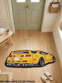 1pc, Summer New, Yellow Sports Car Shaped Rug, Perfect For Bedroom, Living Room Decor, Decorative Rug, Bedroom Decor, Small Rug, Rug, Home Decor, Living Room Rug, Living Room Small Rug, Bedroom Rug, Living Room Home Decor, Outdoor Rug, Washable Rug - Multicolor - View 12