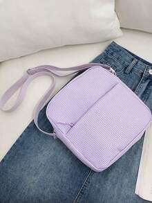 3-Piece Nylon Solid Color Backpack Set, Foldable Multi-Pocket Large Capacity Zipper Backpack, Suitable For Teenagers And High School Students - Purple - View 7