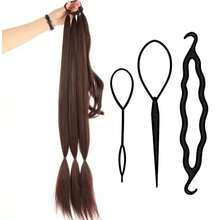 Extensión de Coleta Trenzada Larga Mejorada con Banda Elástica, Trenza Envolvente Recta y Suave, Extensiones de Cabello Sintético Natural Suave, Pieza de Cabello Negro Marrón de 30 Pulgadas, Halloween - Multicolor - Ver 13