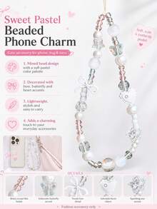 1pc Acrylic Bow Phone Chain CCD Camera Pendant Keychain Phone Case Accessory Phone Lanyard Phone Decoration Phone Accessory Smartphone Wrist Strap Smartphone Shoulder Bag (Due To Shooting Angle And Magnification, The Actual Size Of The Object May Slightly Differ From The Photo) - Multicolor - View 7
