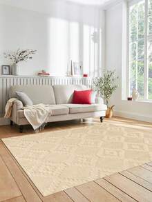 Digital Print Non-Slip Washable Runner Rug/Area Rug, Living Room Rug, Modern Design, Modern, Scandinavian, Bohemian And Classic Style, 100% Polyester, Made In Turkey - Beige - View 5