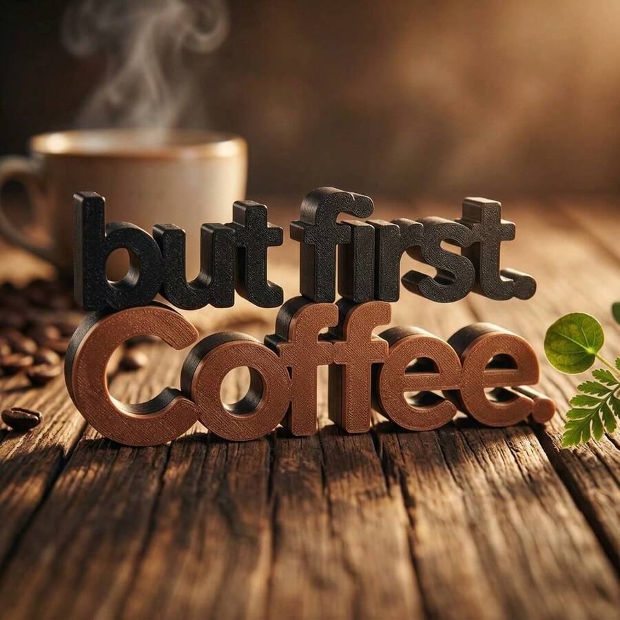 「But First Coffee」桌面裝飾牌,塑膠咖啡吧裝飾,現代極簡桌面擺飾,適用於辦公桌、廚房檯面或咖啡區,咖啡愛好者的獨特禮物 - A - 查看 1