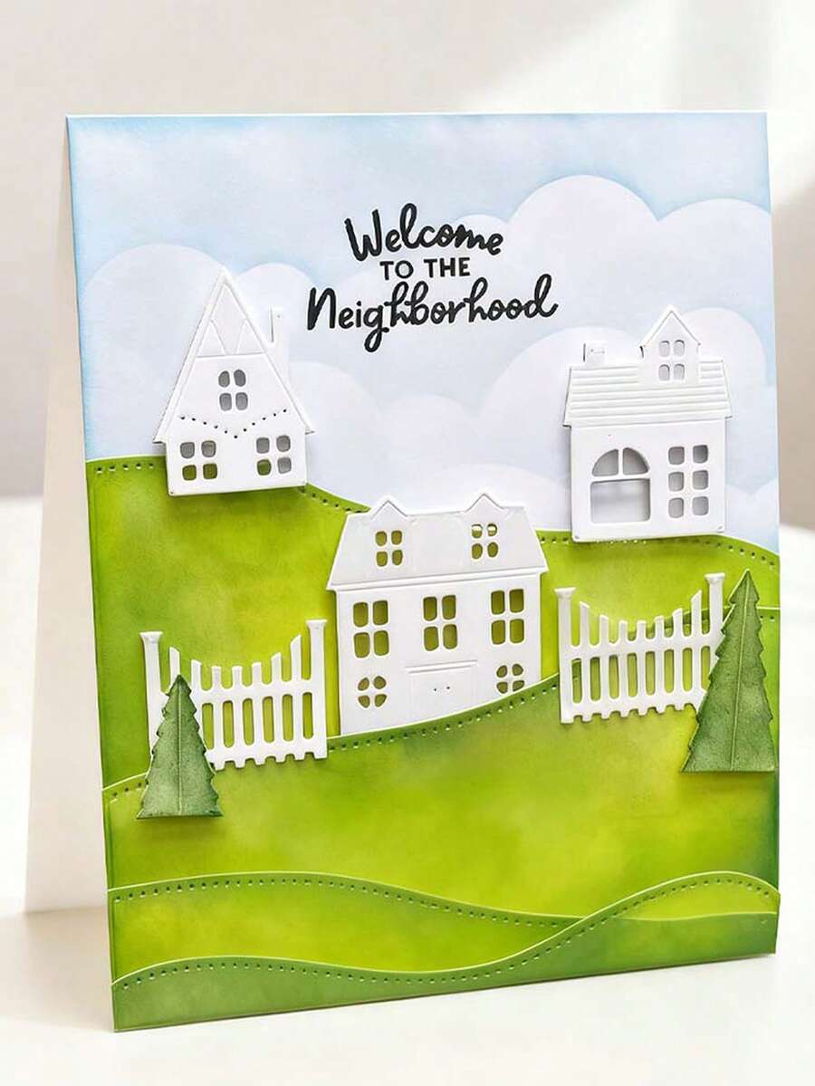 1pc Exquisite House Metal Cutting Die For Scrapbooking And Crafting, Diy Embossing Template, Handmade Card And Gift Card Making Tool. - Multicolor - View 1