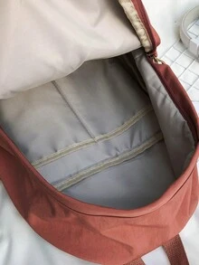 Mochila Vintage de unicolor con Detalle de Cinta, Mochila Escolar Ultraligera para Adolescentes, Mochila Unisex para Desplazamiento Diario y Campus - Multicolor - Ver 2