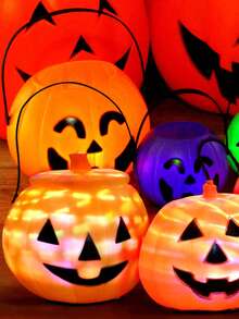 8pcs Halloween Pumpkin Lantern Candy Buckets, Suitable For Home, Store, Haunted House And Photo Props. They Add Halloween Charm To Any Scene, Can Be Used As Candy Bag Fillers Or DIY Decorations. Halloween Decor, Halloween Gifts - Multicolor - View 6