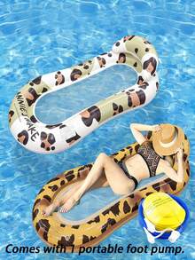 1/2/3pcs Inflatable Lounge Chair Set, Leopard Print, Cow Print Elements, With Pillow, Suitable For Water, Pool, Beach, Theme Party, Water Inflatable Float, Pool Inflatable Float, Water Resting Seat, Air Pump Sold Separately - Cow-print Leopard-print Lounge Chair - View 18