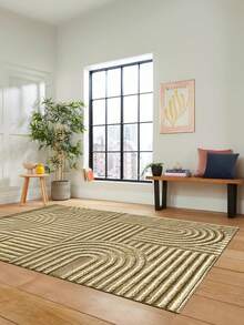Digital Print Non-Slip Washable Runner Rug/Area Rug, Living Room Rug, Modern Design, Modern, Scandinavian, Bohemian And Classic Style, 100% Polyester, Made In Turkey - Beige - View 2