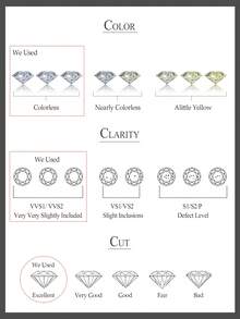 1 Pair Women's Sparkling Moissanite Earrings 925 Sterling Silver With GRA Certificate Wedding Jewelry Party Gift - Silver - View 9