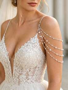 1 pezzo Accessorio multifunzionale di moda elegante di lusso di nicchia con catena per la spalla in perle finte multistrato, stile europeo & americano, molto venduto, per abito da sera - Perle irregolari - Visualizzare 1