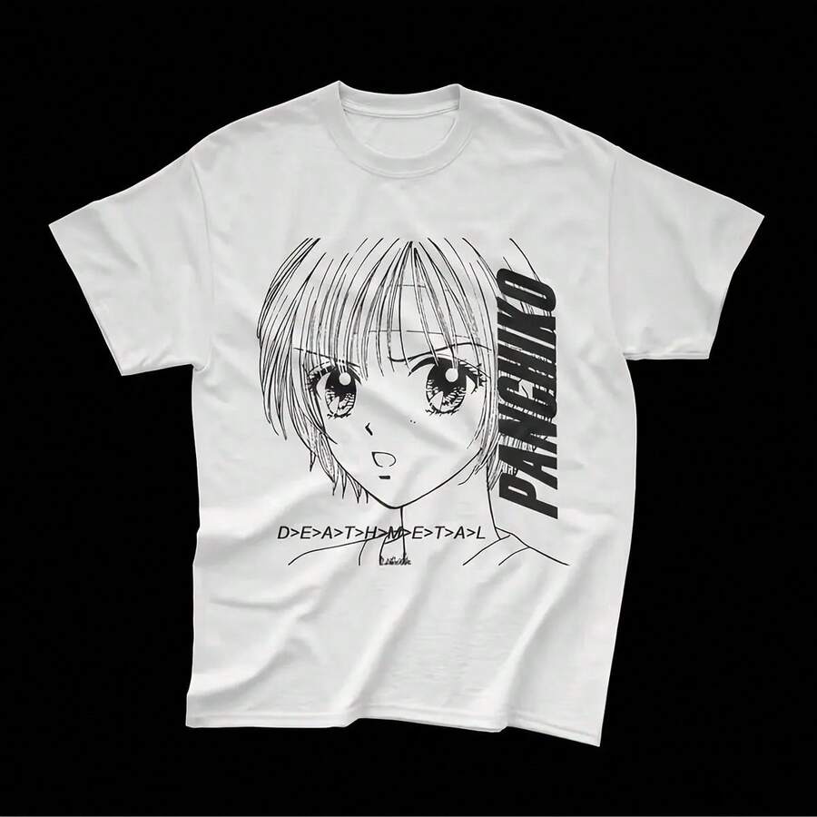 Camiseta Panchiko Con Estampado De Death Metal Anime/manga Playera Streetwear Unisex - Negro - Ver 1