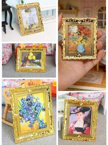 1 Buah Bingkai Model Lukisan Minyak Miniatur, Cocok untuk Diorama Miniatur DIY, Mural, dan Model Furnitur untuk Ruang Tamu dan Kamar Tidur - 1PC - View 3
