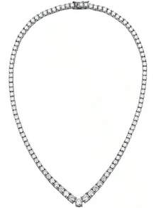 Collar de plata de ley 925 con moissanita para mujer, cadena de cadena con cierre de diamante completo para banquetes, con joyas. - 15 pulgadas (38 cm) - Ver 1