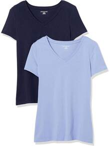 Essentials - Camiseta de manga corta con cuello en V para mujer - Blanco - Ver 21