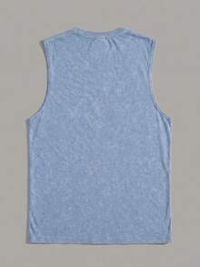 Simple Studio | Men's Retro Rugged Style Washed Short Sleeve Tank Top | Suitable For Summer Wear | Comfortable & Breathable | Leading Fashion - Baby Blue - View 4