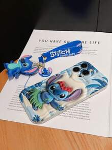 Disney Lilo And Stitch Phone Case : 3D Fluffy Pattern Border Protector Phone Soft Phone Case With A Free Cute Stitch Bracelet Chain Lanyard, Stitch, Lilo, Angel, For Apple 17 Promax 17 Pro 16 15 14 13 12 11 Pro Max XS Max X XR Soft Cover Summer Phone Case - 白色 - 查看 6
