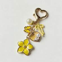 1Pc Alloy Enamel, Sakura Heart Pearl Bow Keychain, Suitable For Back To School, Teen Girls, Daily Handbag Decor, Schoolbag Pendant - Multicolor - View 11