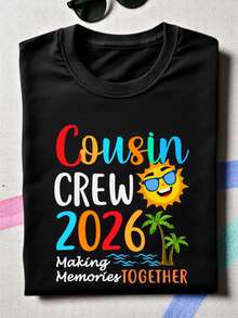 Summer Cousin Crew 2026 Shirt, Cousin Squad Tee, Summer Cousin Tees, Cousins Trip Gifts, Cousin Vacation Shirts, Family Summer Matching Shirts. M-543 - 黑色 - 查看 1