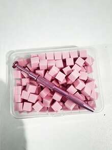 200pcs/100pcs Mini Sponge Blocks With 4-Prong Tweezers, Nail Art Gradient Color Sponge, Gradient Nail Polish Tool - Pink - View 6