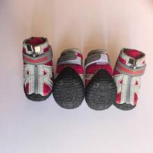 Chaussures pour chiot en maille 4 saisons, chaussures pour petit chien respirantes et antidérapantes, bottes de chien d'extérieur avec fermeture à crochet et boucle et fermeture éclair - Rouge - Voir 7
