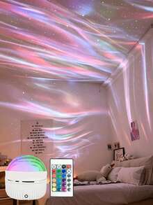 Luz de proyección de aurora LED - Efecto de luces del norte, luz de espectáculo de cambio de color con control remoto, adecuada para dormitorio, sala de estar, oficina y decoración de fiestas, regalo perfecto para adolescentes | Decoración de iluminación alimentada por USB - Multicolor - Ver 3
