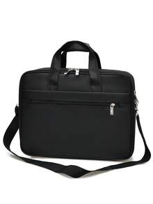 1pc Men's Business Travel Bag, Vintage Crossbody Handbag Design, Large Capacity Shoulder Bag, Zipper Closure, Adjustable Strap, Commute, Shopping, Daily Multi-Functional - Black - View 8