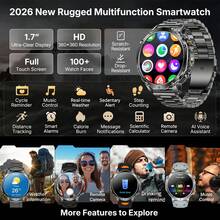 KENPANG 2026 New Men's Outdoor Sports Smart Watch, Built-In 1400mAh Battery, Red & White LED Flashlight, 24/7 Health Monitoring, 120+ Sports Modes, Wireless Call, Message Notifications, Weather, 1.7-Inch HD Screen, IPX8 Waterproof, Fitness Tracker For Men - View 11