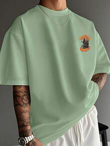 Men's  Casual T-Shirt With A Round Neck, Stylish Slogan Design, Easy To Match Top. Men's Short-Sleeved Shirt, Casual Sporty Style, With A Modern Design. - 混合色5 - 查看 2