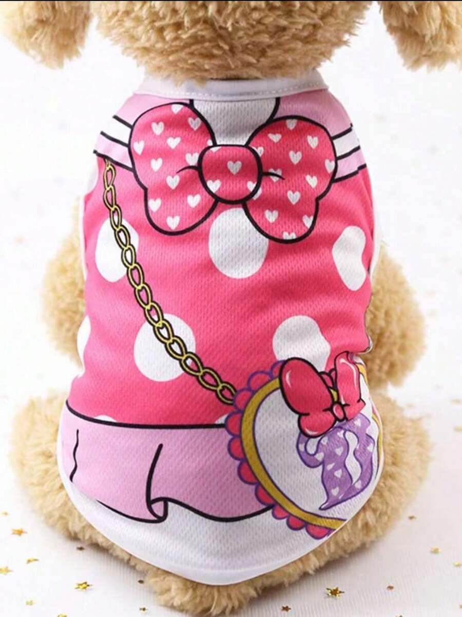 1pc Pet Spring/Summer Vest, Cat And Dog Universal Fake Harness Mesh Clothing, Suitable For Teddy, Bichon, Pomeranian And Other Pet Apparel - Hot Pink - View 1