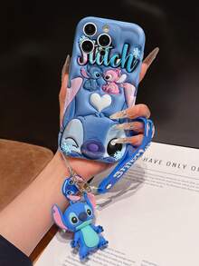 Disney Lilo And Stitch Phone Case : 3D Fluffy Pattern Border Protector Phone Soft Phone Case With A Free Cute Stitch Bracelet Chain Lanyard, Stitch, Lilo, Angel, For Apple 17 Promax 17 Pro 16 15 14 13 12 11 Pro Max XS Max X XR Soft Cover Summer Phone Case - White - View 7