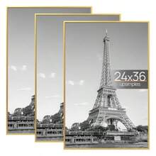 24x36 Poster Frame Gold 3 Pack, Scratch-Proof Picture Frames 24 X 36 For Photo Gallery - Slide-In Strips, Horizontal Or Vertical Wall Mounting - Gold - View 1