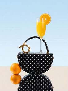 Niche Polka Dot Design Handbag For Women, High-End Elegant Box-Shaped Crossbody Bag - Black - View 2